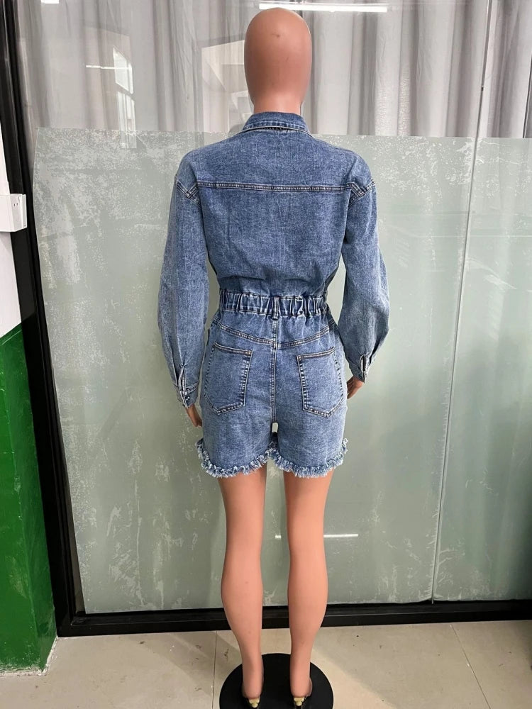 FZ Women's Denim Fashion Streetwear Jumpsuit - FZwear