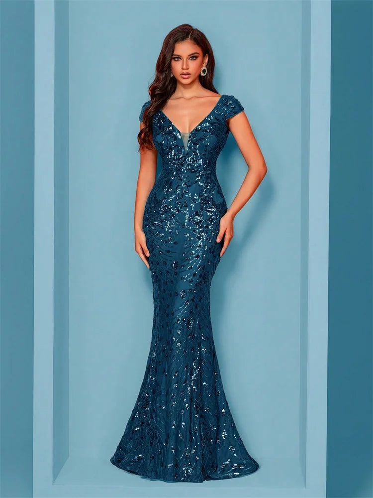 FZ Women's Mermaid Formal Sequins Cocktail Evening Dress