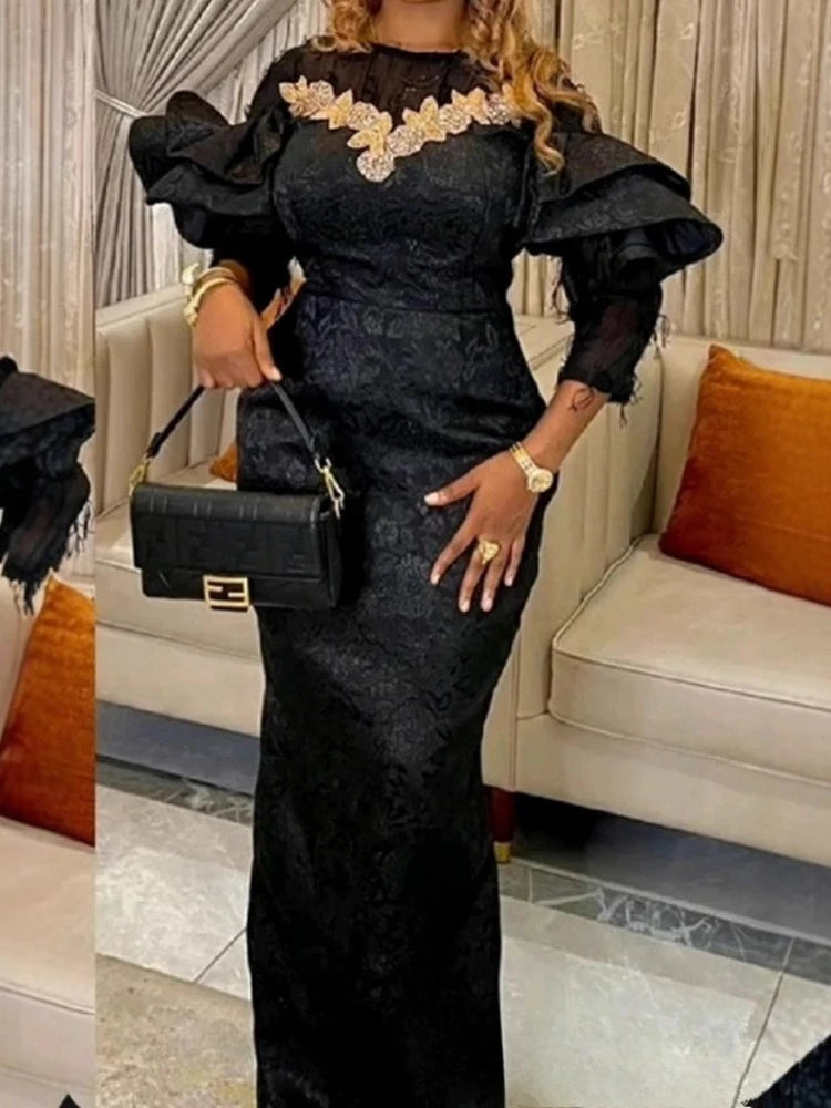 FZ Women's Butterfly 3/4 Sleeve High Waist Package Hip Evening Dress