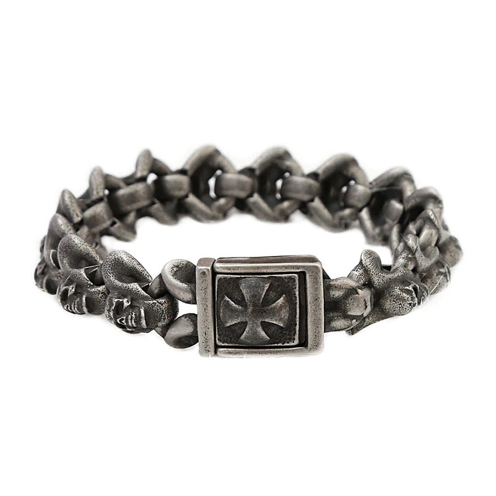 FZ Vintage Stainless Steel Black Punk Hip Hop Lion Head Bracelet