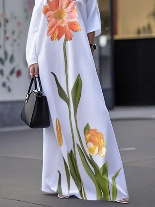 FZ Women's Flower Print Asymmetric One-shoulder Dress