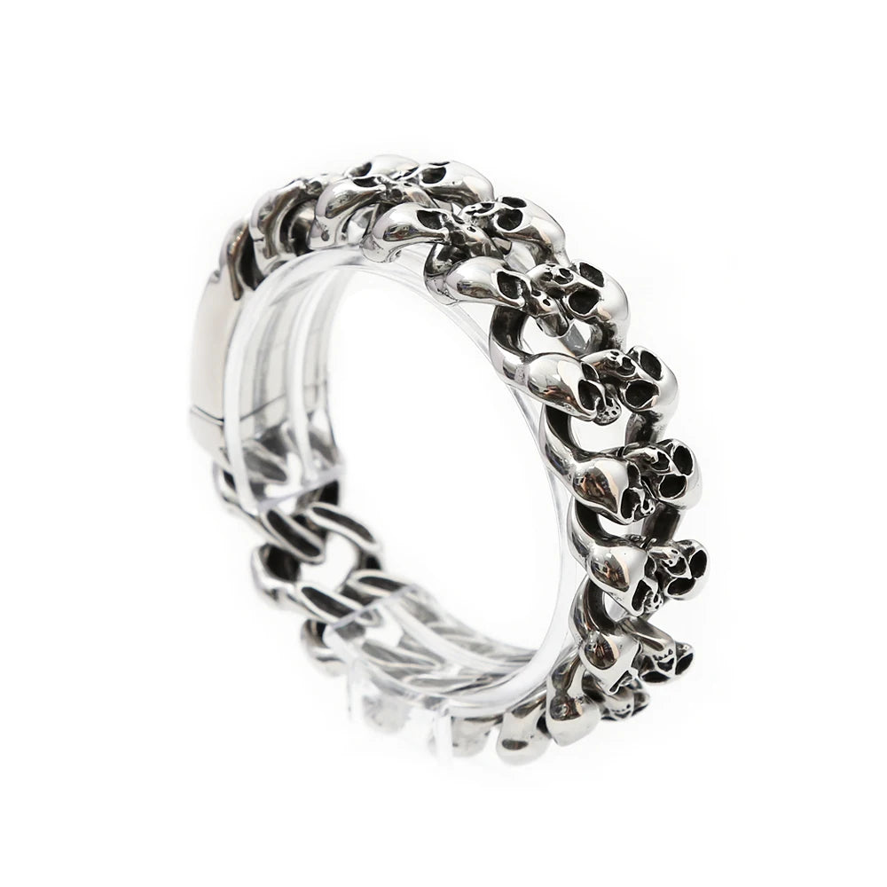 FZ Skull Head Steampunk Rock Skeleton Biker Stainless Steel Bracelet