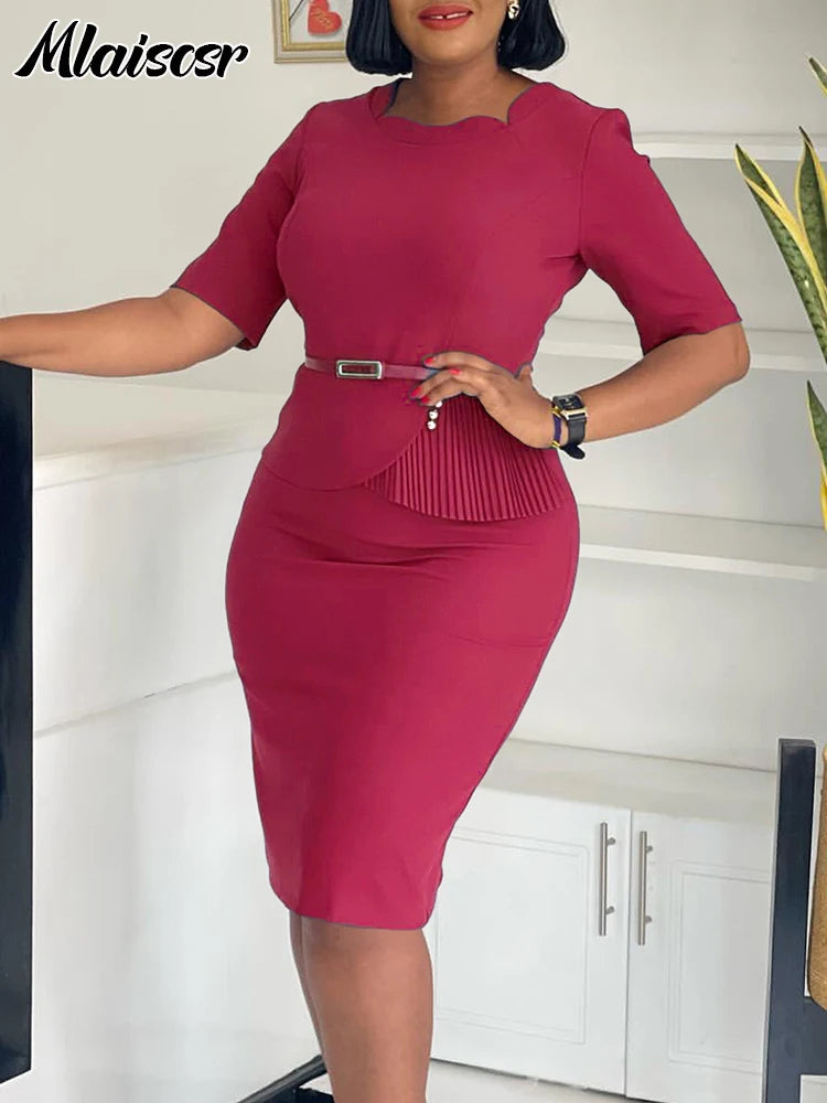 FZ Women's Half Sleeves with sashes Slim midi Evening Dress