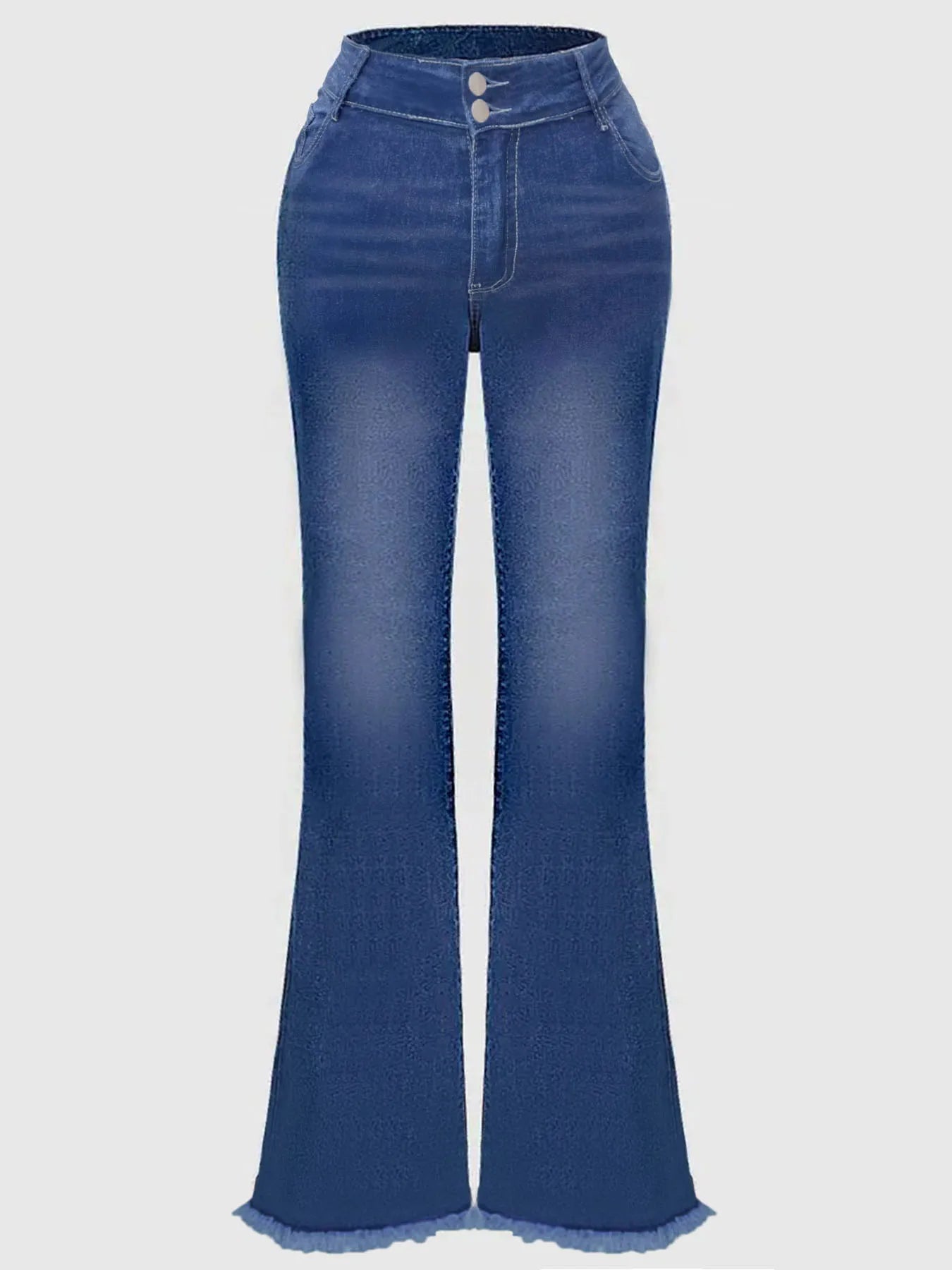 FZ Women's Plus Size Embroidered Burr Edge High Waist Bullet Retro Denim Pants