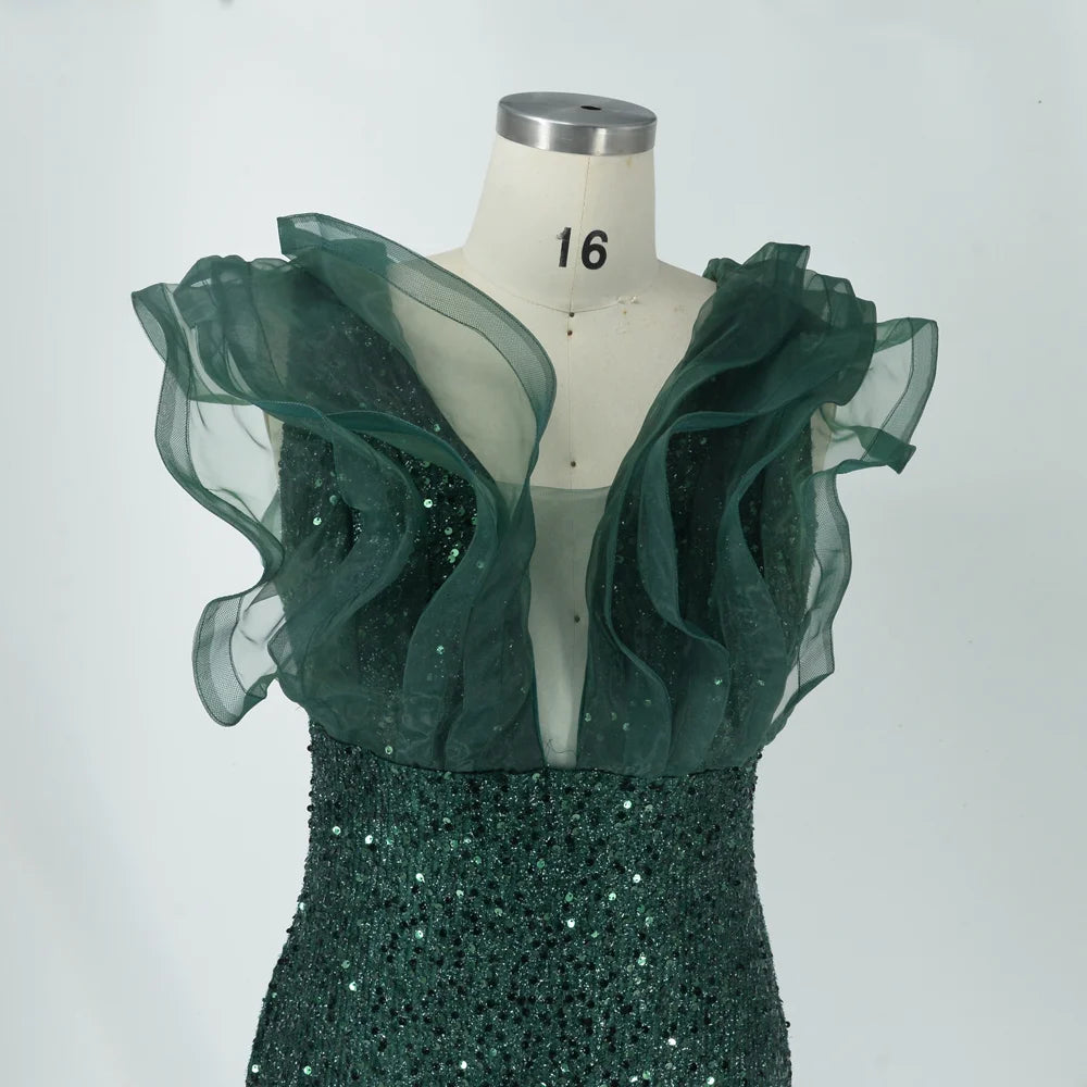 FZ Women's Plus Size V-neck Tiered Sleeve Sexy Slit Elegant Evening Dress - FZwear