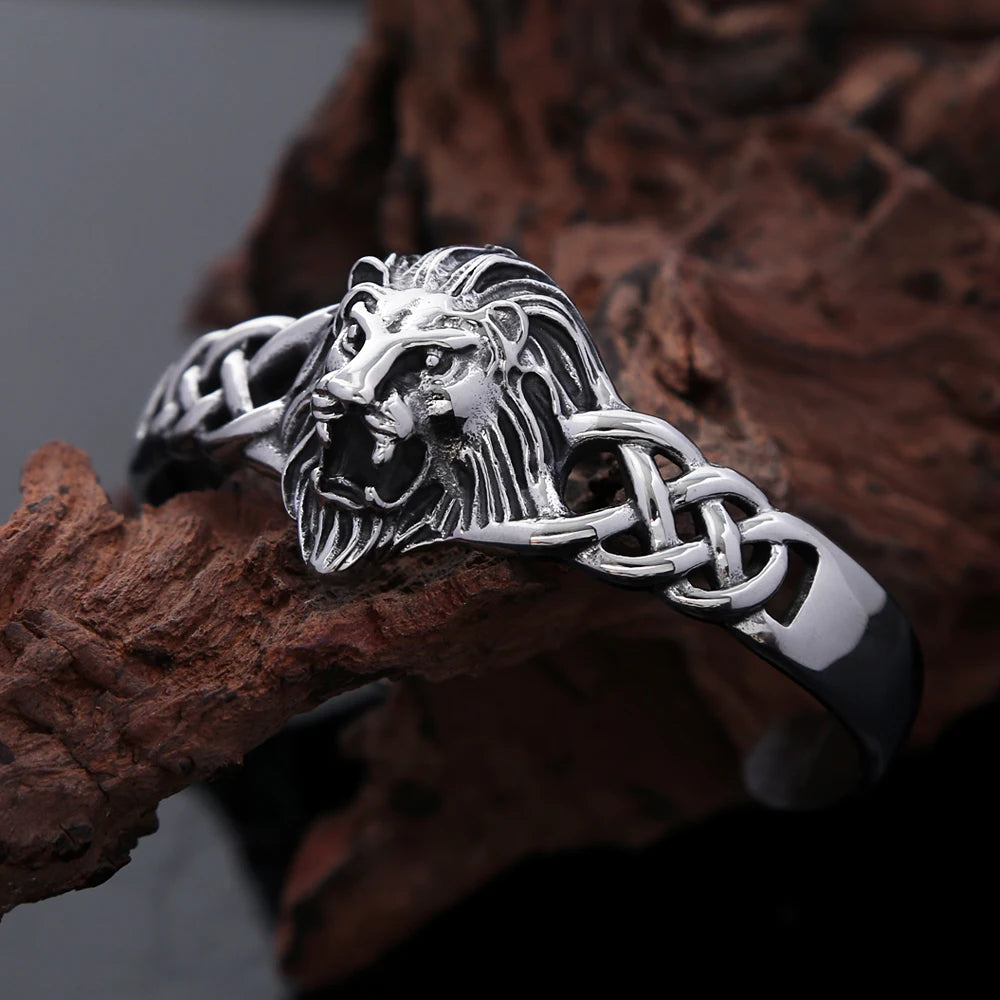 FZ Stainless Steel Punk Hip Hop Gothic Vintage Lion Head Bracelet