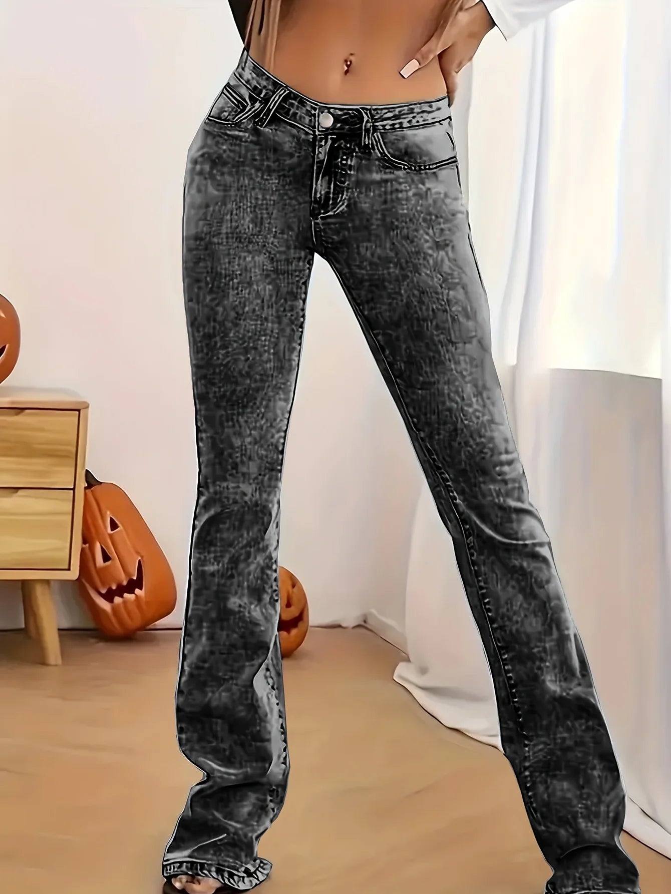 FZ Women's Stretch Low Rise Sexy Slim Flare Hip Lifting Denim Pants
