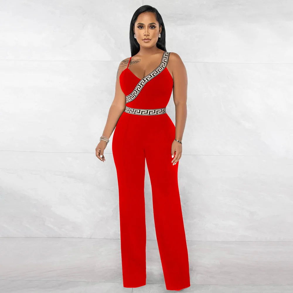 FZ Sleeveless V-neck Elegant Sequins Jumpsuit - FZwear