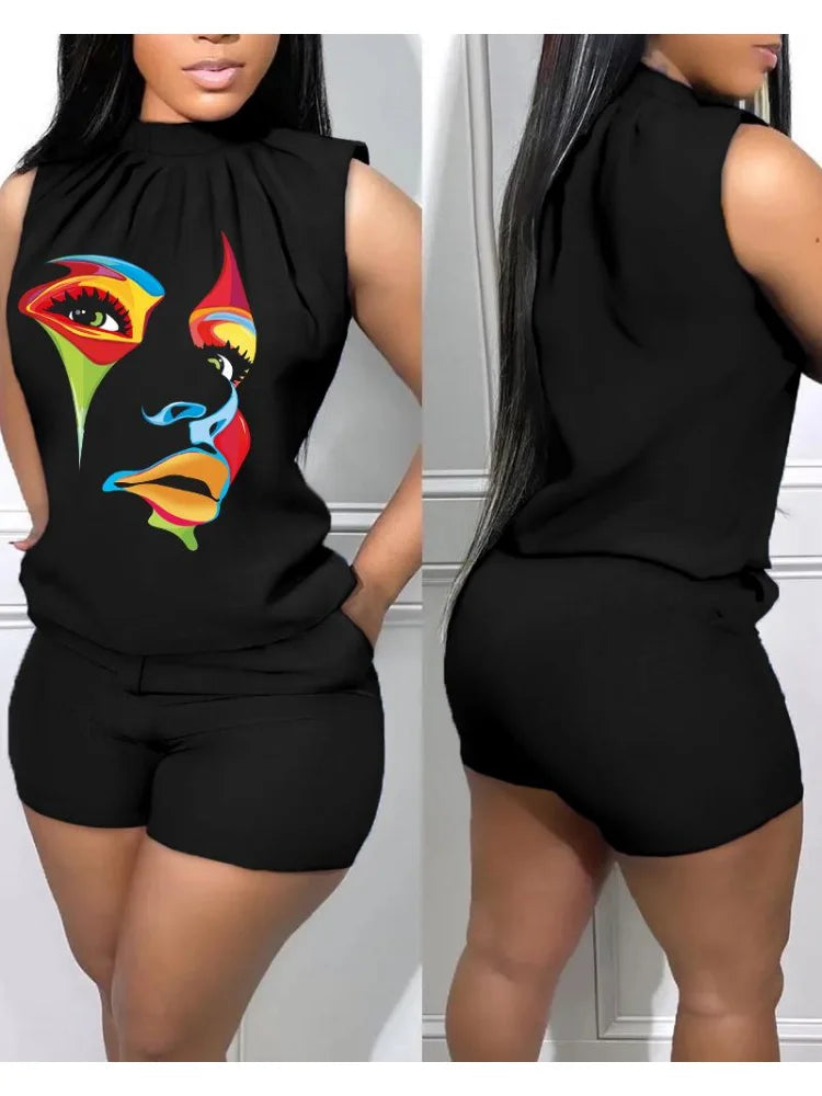 FZ Women's Chain Print Two Piece Shorts Suit DSers