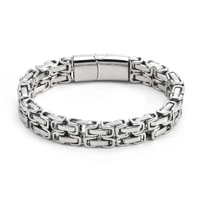 FZ Stainless Steel Hip Hop Thick Byzantine Bicycle Chain Bracelet - FZwear