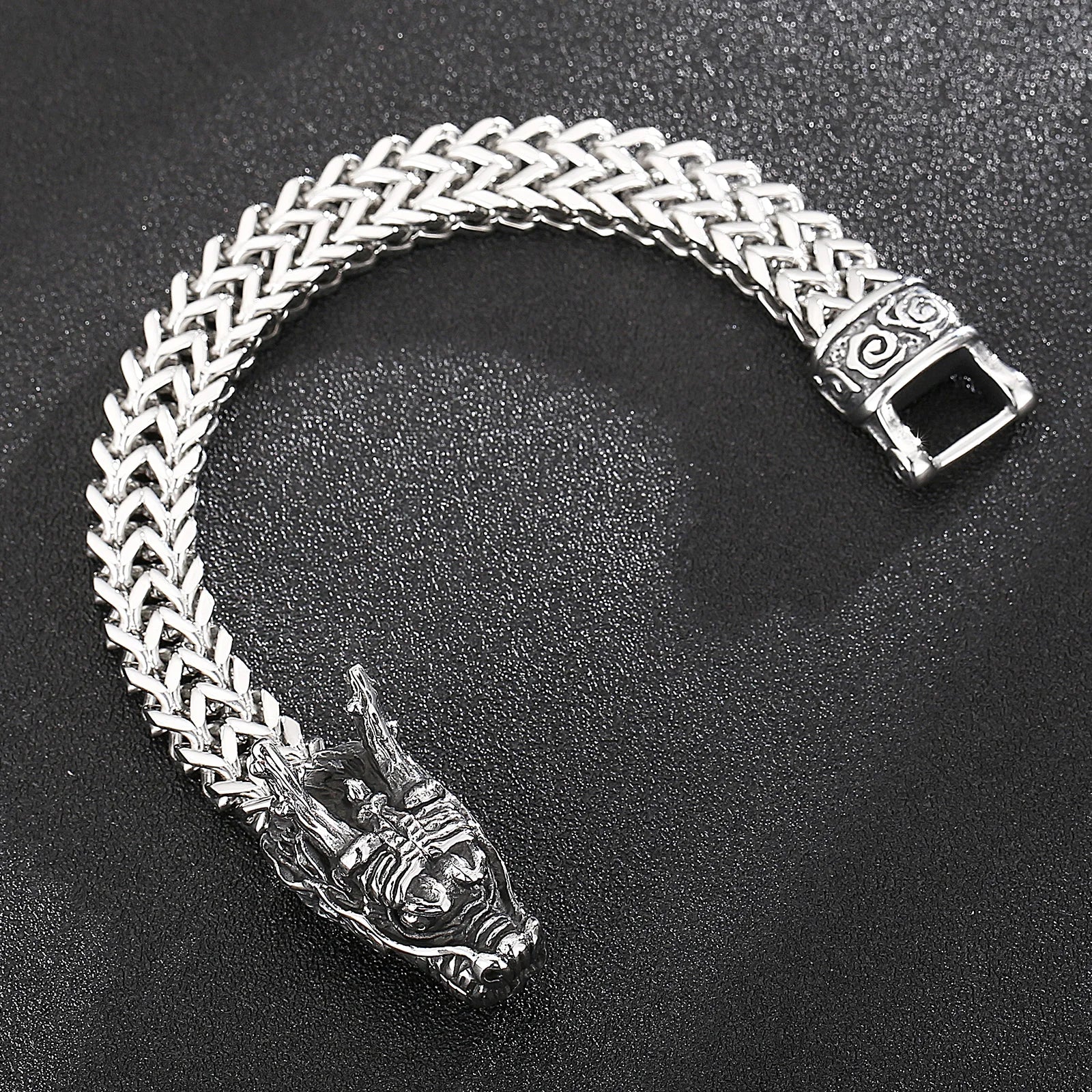 FZ Men's Dragon Stainless Steel Mesh Chain Bracelet