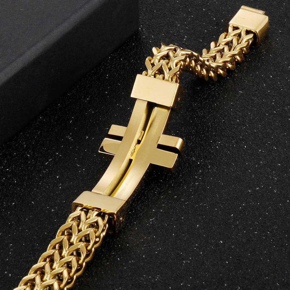 FZ Cross Polished Brushed Stainless Steel Bracelet - FZwear