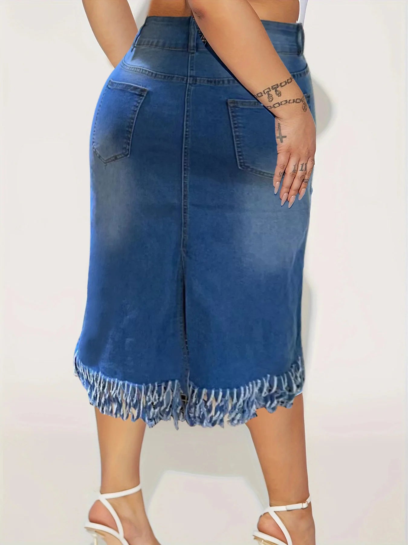 FZ Women's Plus Size Stretch Tassel Hip Denim Skirt DSers