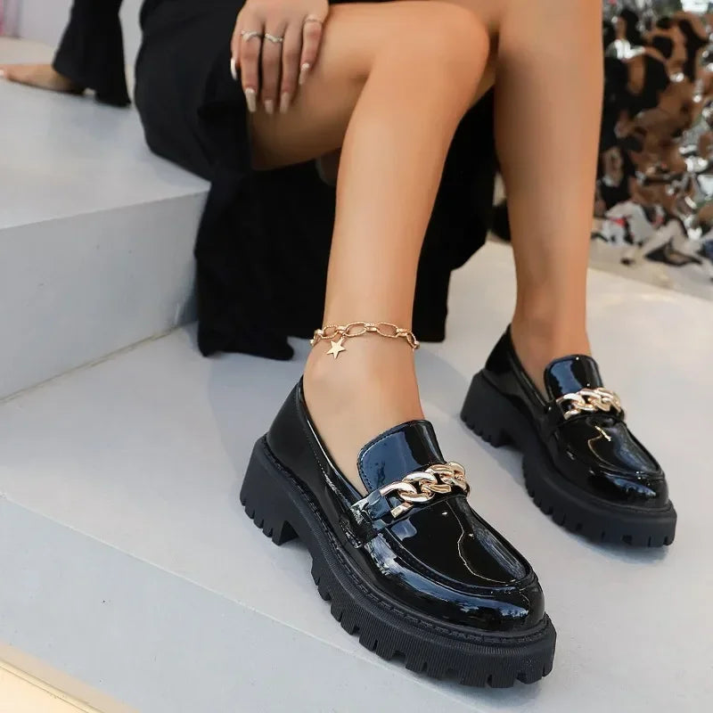 FZ Women’s Small Leather Classic Chain Design Platform Shoes