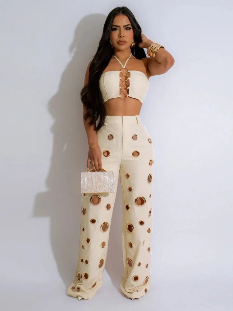 FZ Women's Hole Two Piece Pants Suit