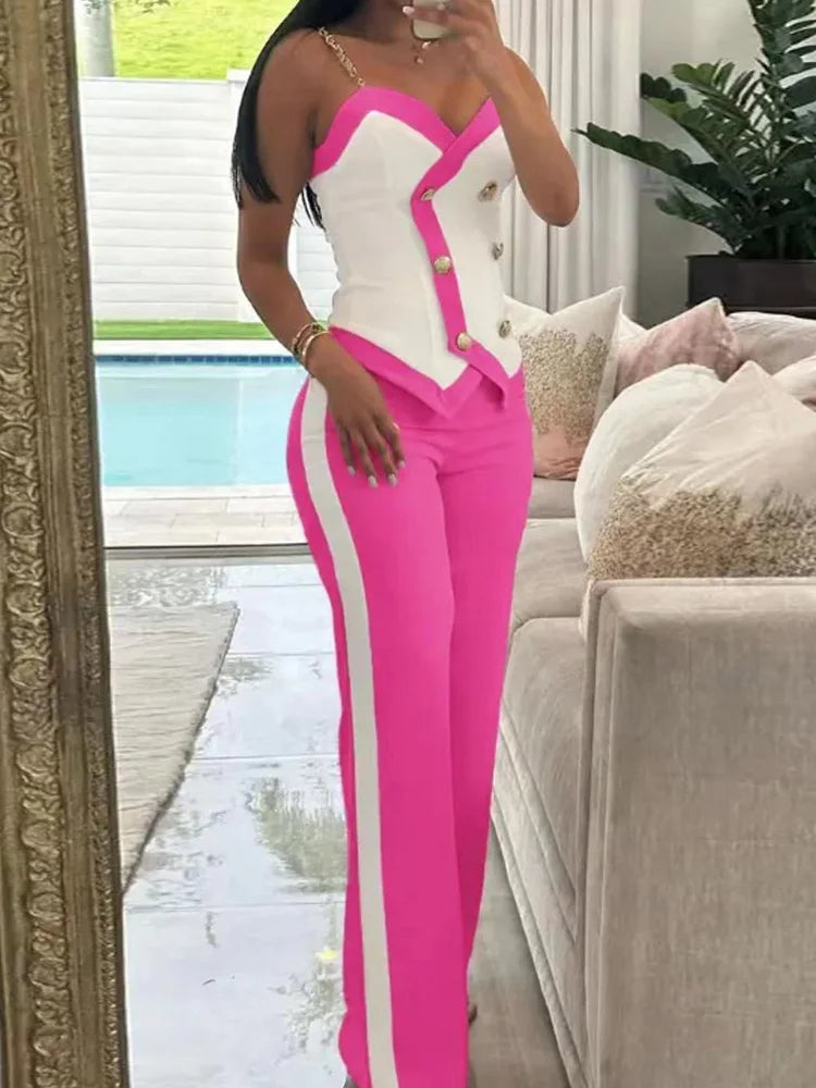 FZ Women's Elegant Print Slim Two Piece Pants Suit - FZwear