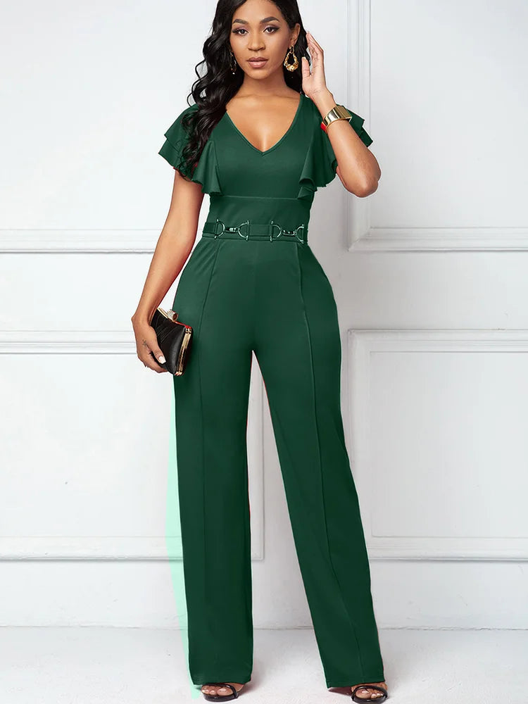 FZ Women's Fashion Short Sleeved V-neck Elegant Jumpsuit - FZwear
