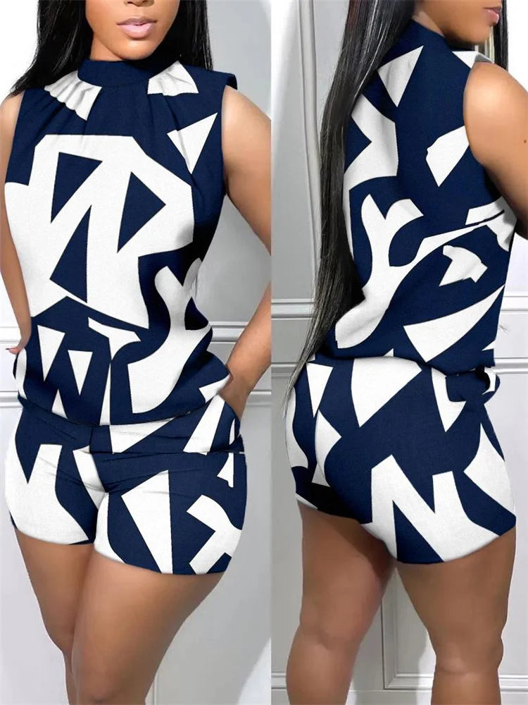 FZ Women's Chain Print Two Piece Shorts Suit DSers