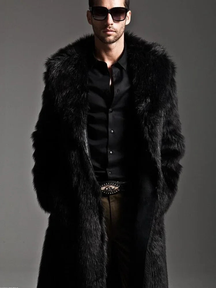 FZ Men's Faux Fur Large Lapel Jacket