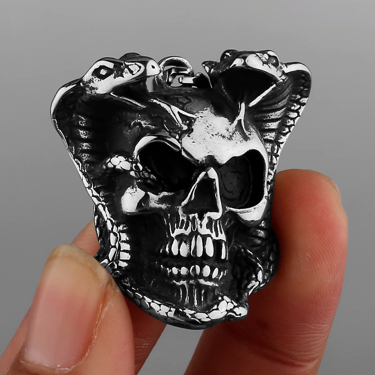 FZ Vintage Cobra Skull Pendant Ghost Head Gothic Stainless Steel Necklace - FZwear