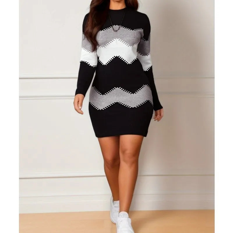 FZ Women's Vintage Strip Sweater Dress