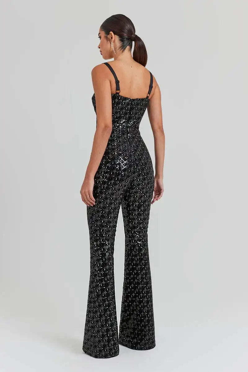 FZ Women's Sexy Sequined Strap Off The Shoulder Jumpsuit - FZwear