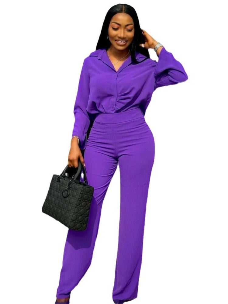 FZ Women's Wide Leg Two Piece Pants Suit
