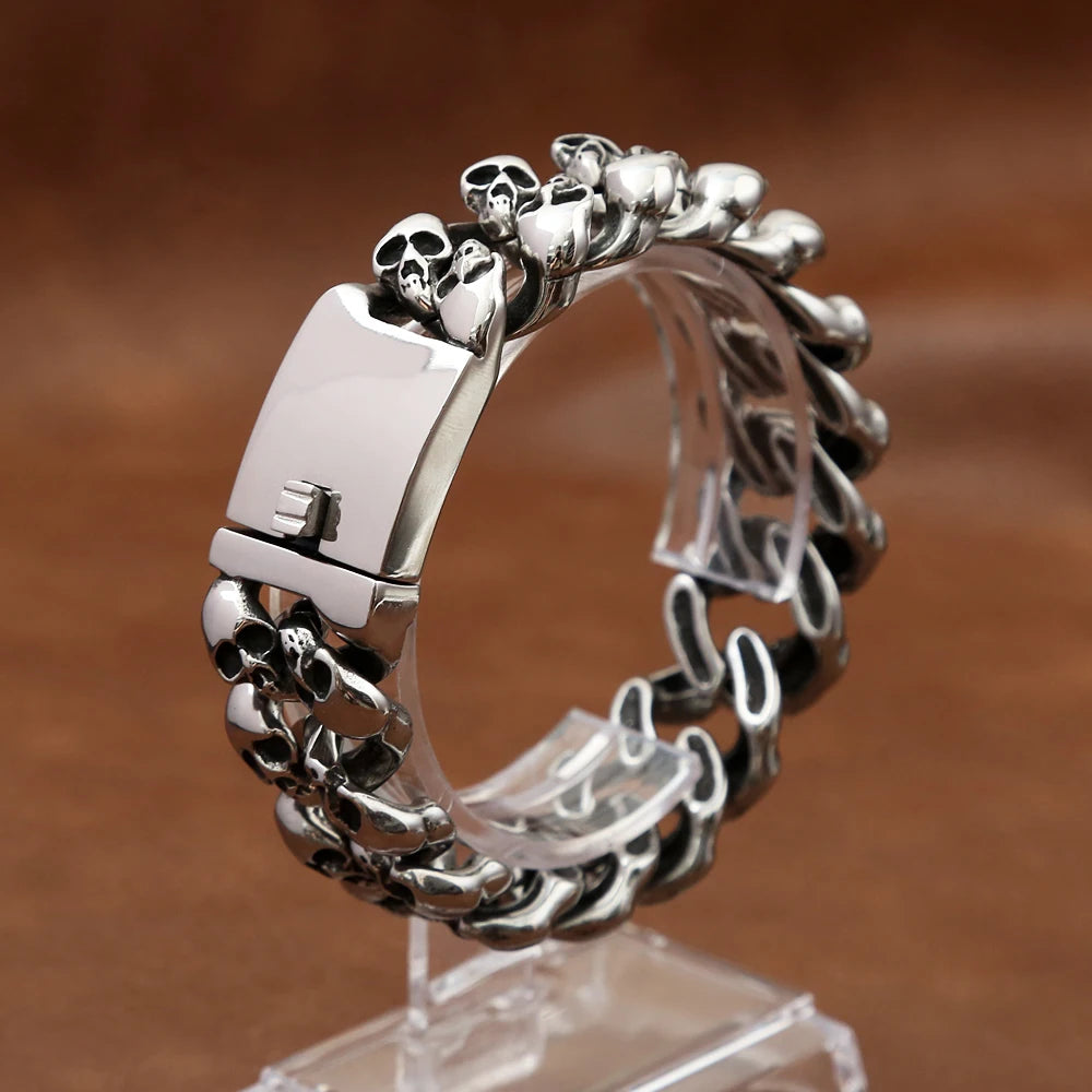 FZ Skull Head Steampunk Rock Skeleton Biker Stainless Steel Bracelet