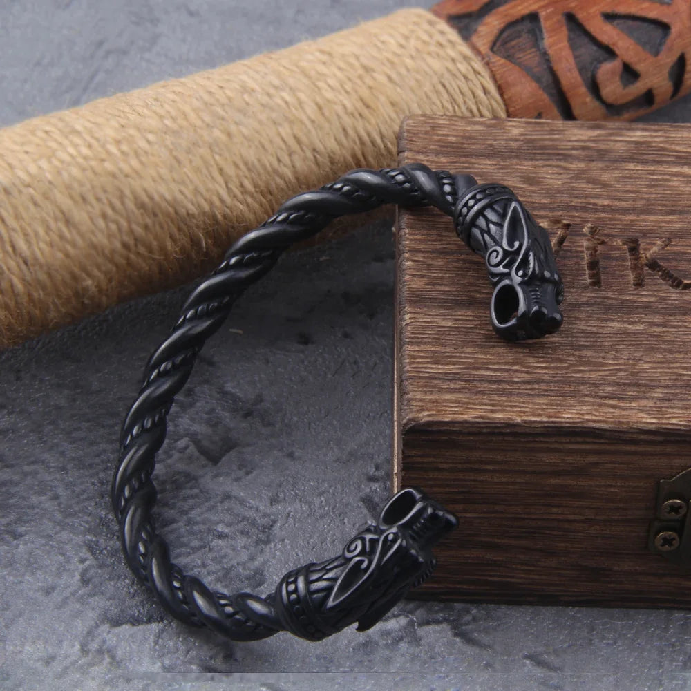 FZ Men's Stainless Steel Nordic Viking Norse Dragon Bracelet