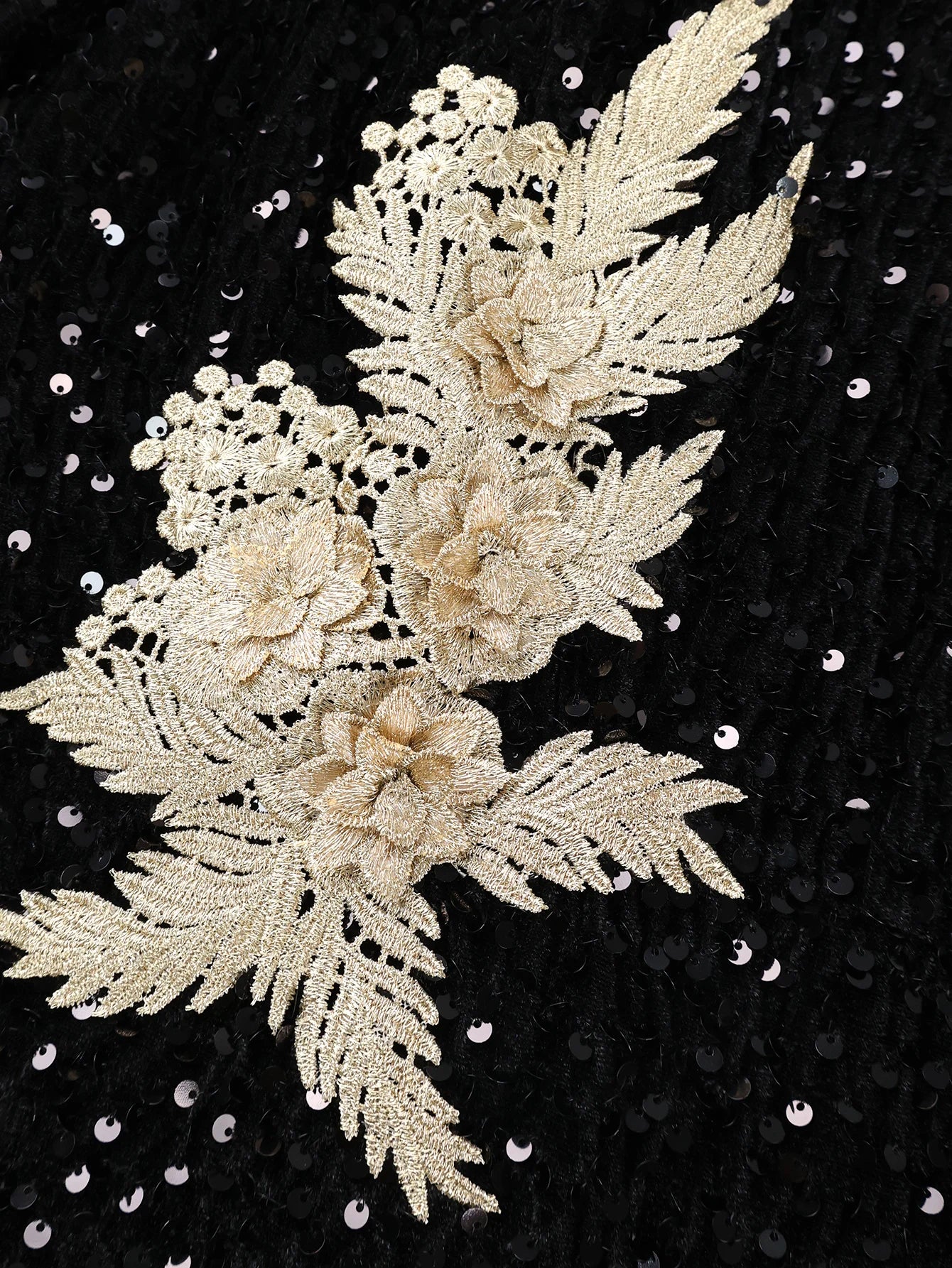 FZ Women's Long Sleeve Glitter Velvet Sequin Maxi Evening Dress