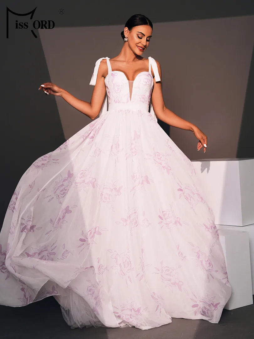 FZ Women's V Neck A-Line Floor Length Evening Dress