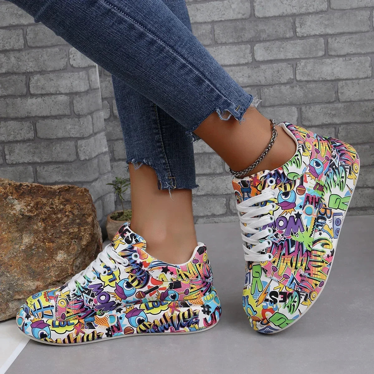 FZ Women's Painting Print Platform Sneakers