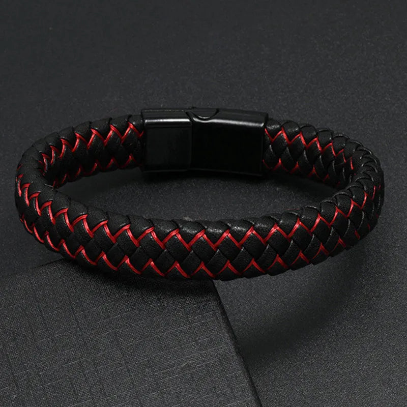 FZ High Quality Luxury Multilayer Braided Black Genuine Leather Bracelets - FZwear