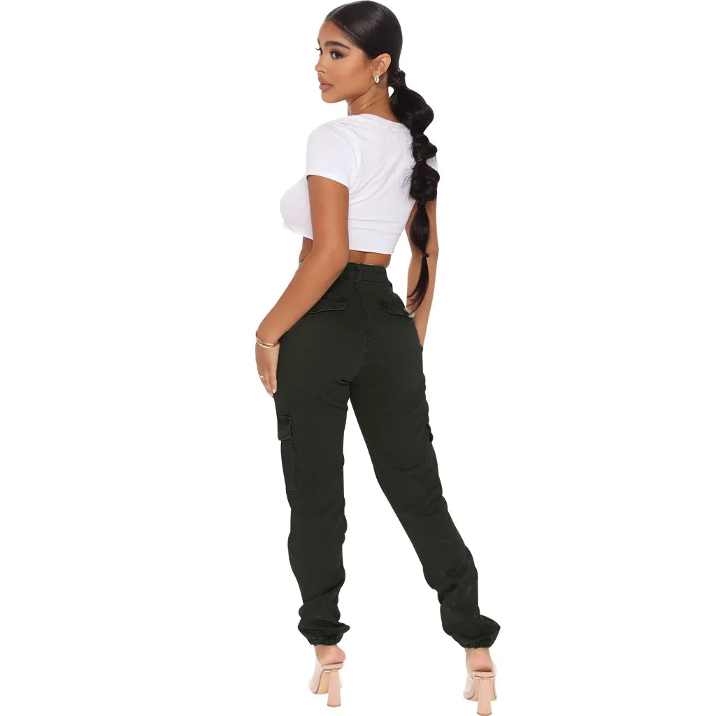 FZ Women's Hollow Out Ripped High Waist Stretch Camouflage Denim Pants - FZwear