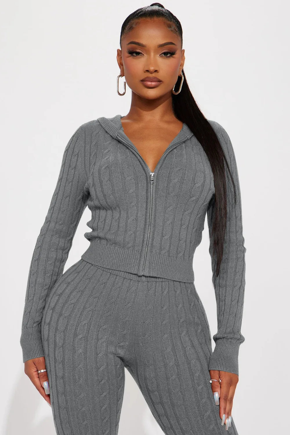 FZ Women's Solid Knitting Two Piece Skinny Pants Suit - FZwear