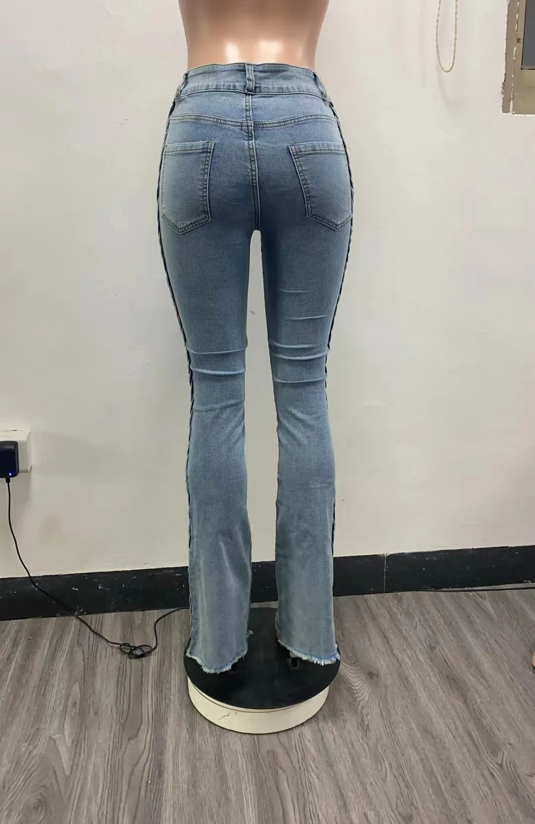 FZ Women's High Waist Streetwear Flare Legs Denim Pants