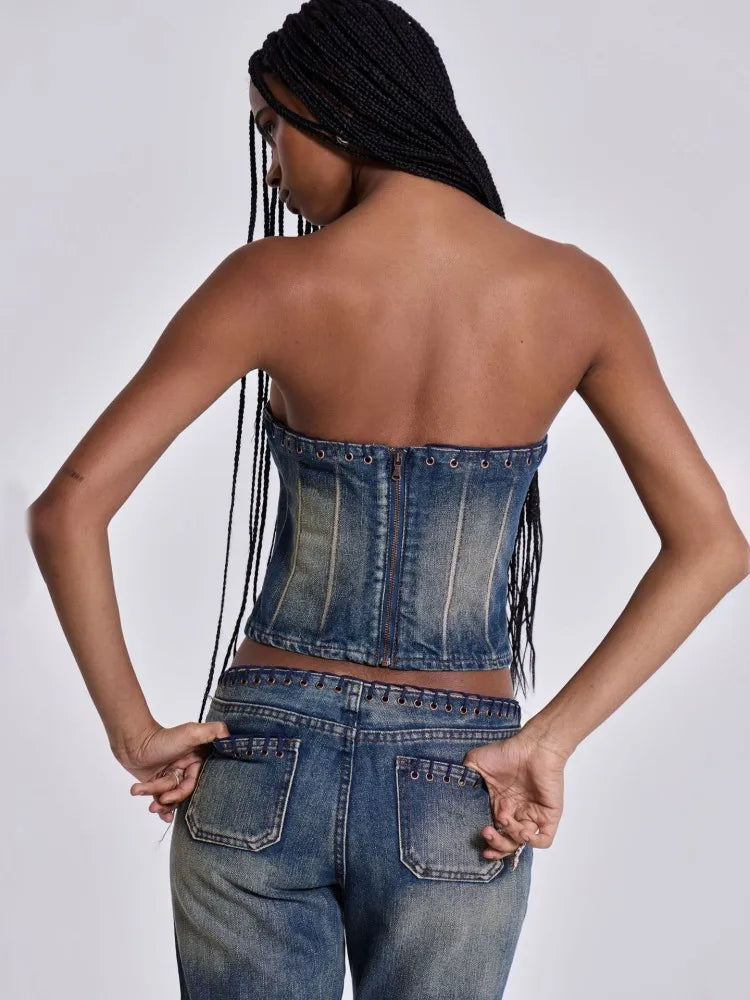 FZ Women's 2 Piece Sexy Denim Pants Suit - FZwear