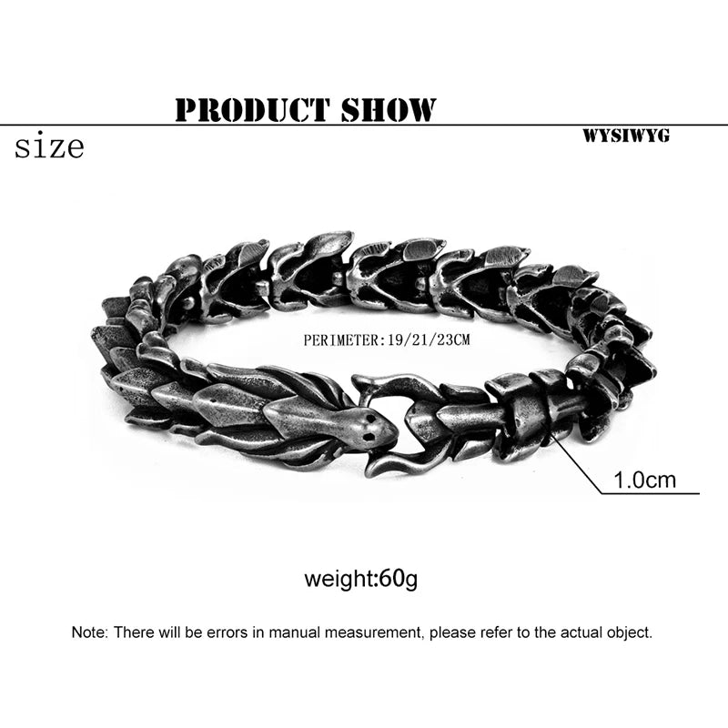 FZ Stainless Steel Retro Dragon Head Bone Bracelet - FZwear