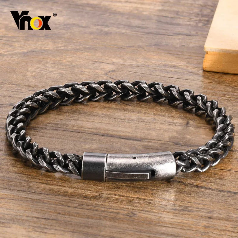 FZ 6.3mm Vintage Double Layer Cuban Chain, Retro Stainless Steel Bracelet - FZwear