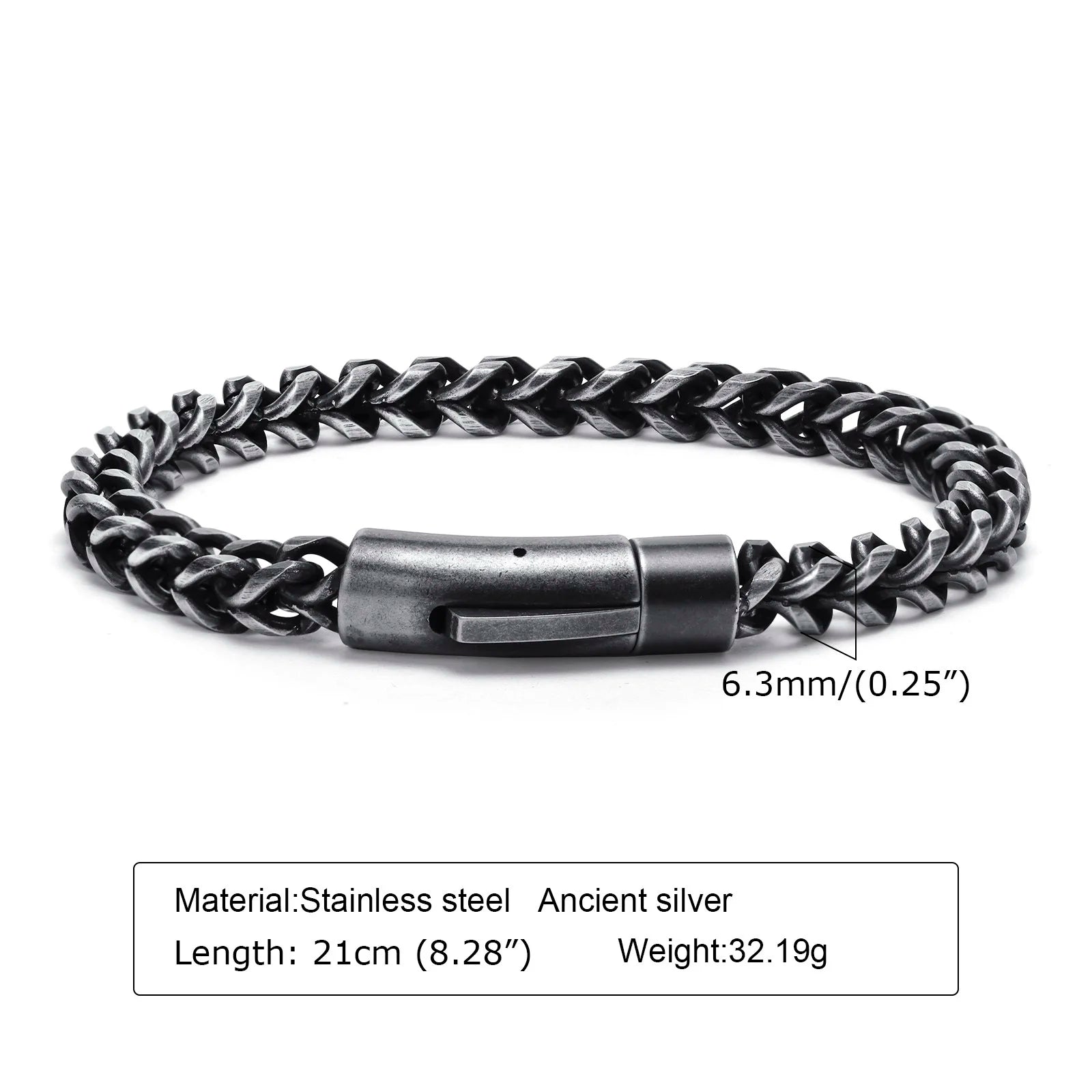 FZ 6.3mm Vintage Double Layer Cuban Chain, Retro Stainless Steel Bracelet - FZwear
