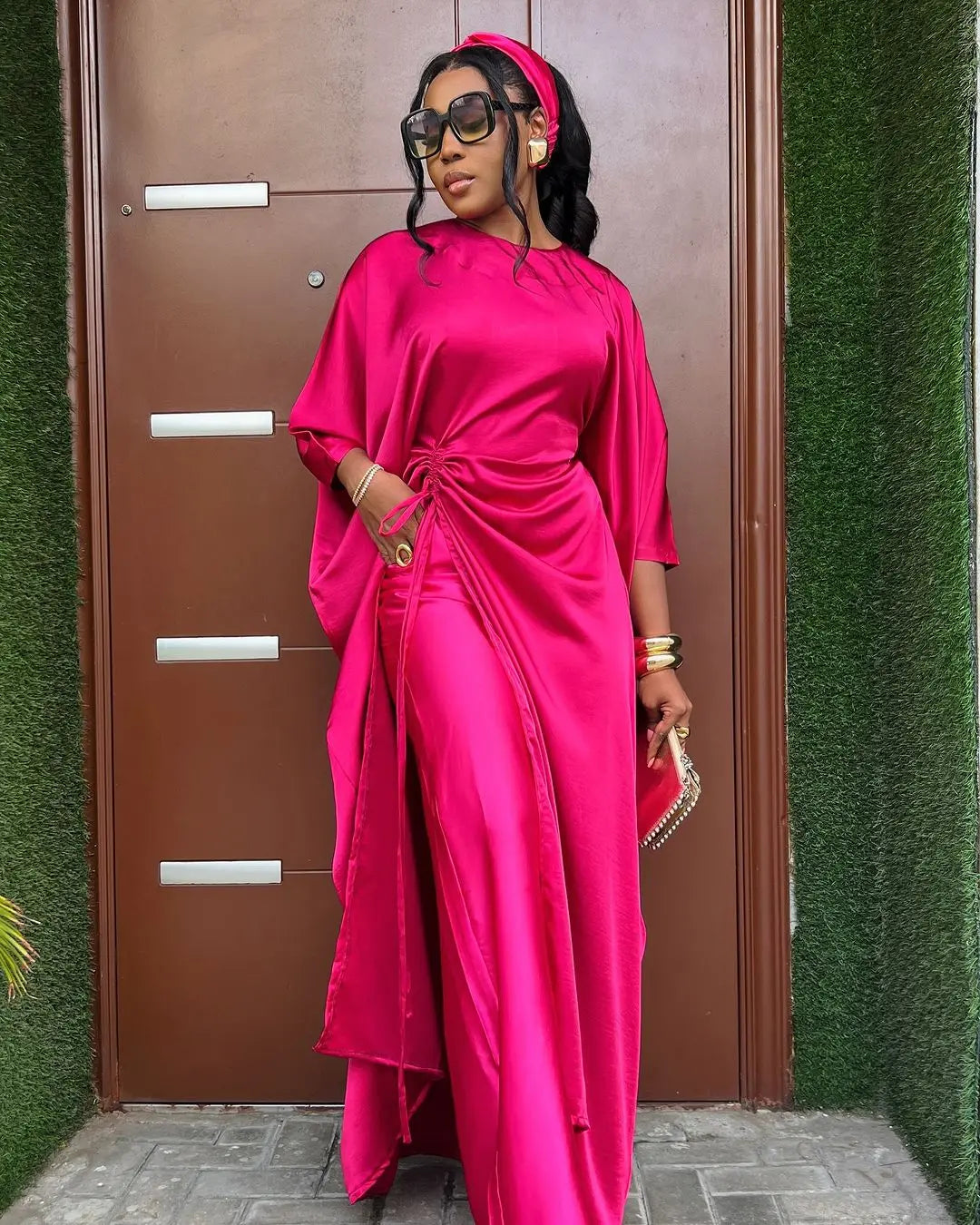 FZ Women's Asymmetrical Split Maxi Wide Leg Two Piece Pants Suit