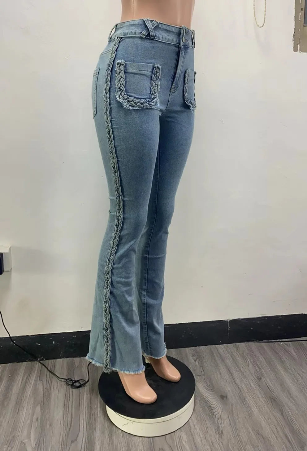 FZ Women's High Waist Streetwear Flare Legs Denim Pants