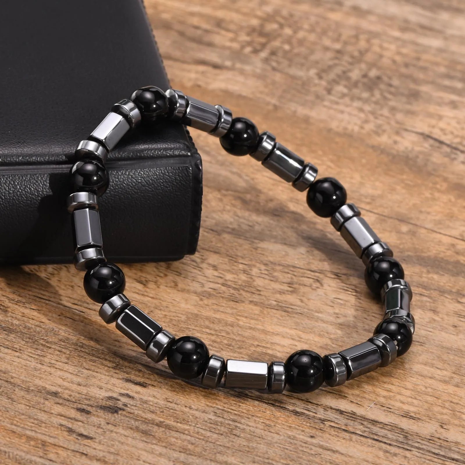FZ Hematite Beads Chain 8MM Black Elastic Bracelet - FZwear