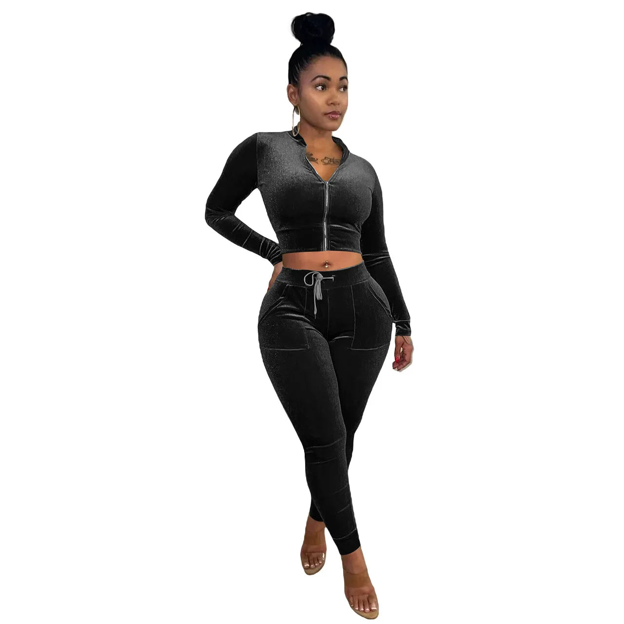 FZ Women's Sexy Velvet Velour Two-Piece Pants Suit - FZwear