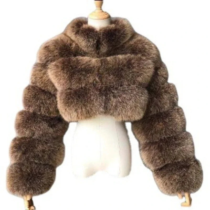 FZ Women's Faux Fur Open Stitch Furry Outerwear Jacket