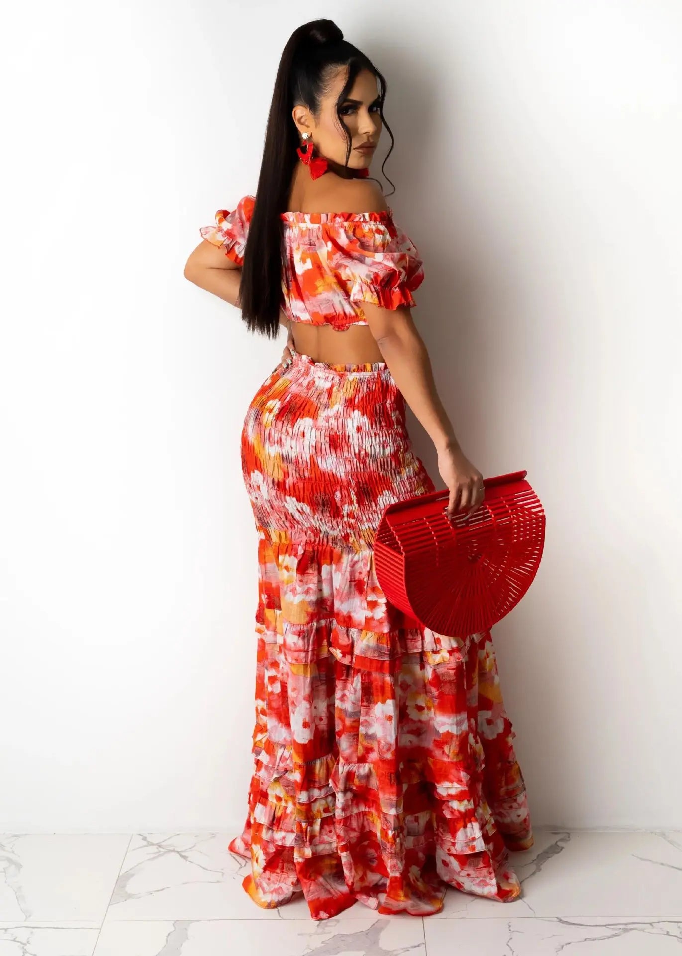 FZ Women's Casual Print Sexy Slim Fit Two Piece Skirt Suit DSers