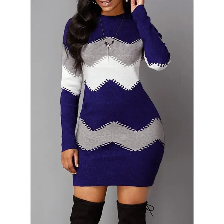 FZ Women's Vintage Strip Sweater Dress