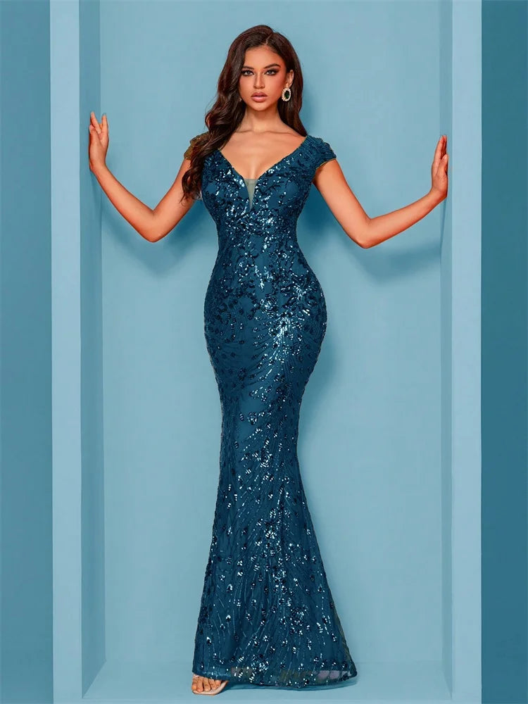 FZ Women's Mermaid Formal Sequins Cocktail Evening Dress