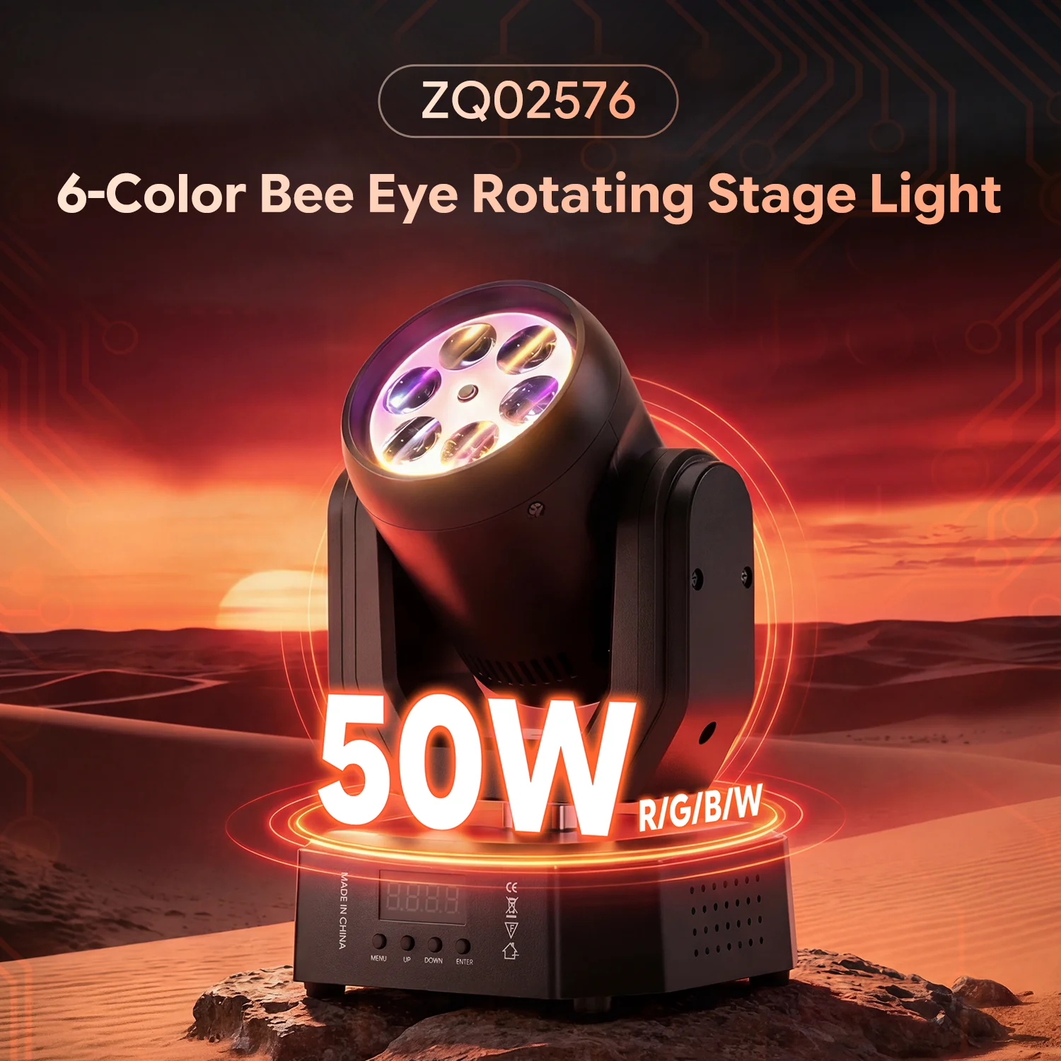 FZ 1/2/4Pcs Mini 50W Bee Eye Moving Head LED Rotating DMX Stage Lighting