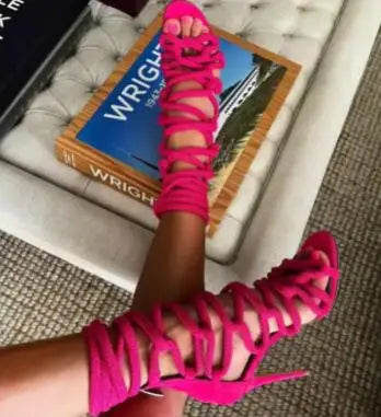 FZ Women's Cross Tied Gladiator Rope High Heels Sandals Shoes